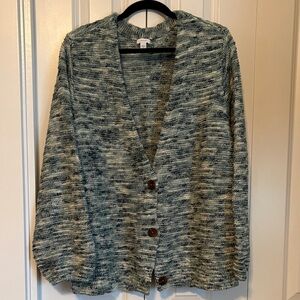 Women's Marled Green Button-Front Knit Cardigan